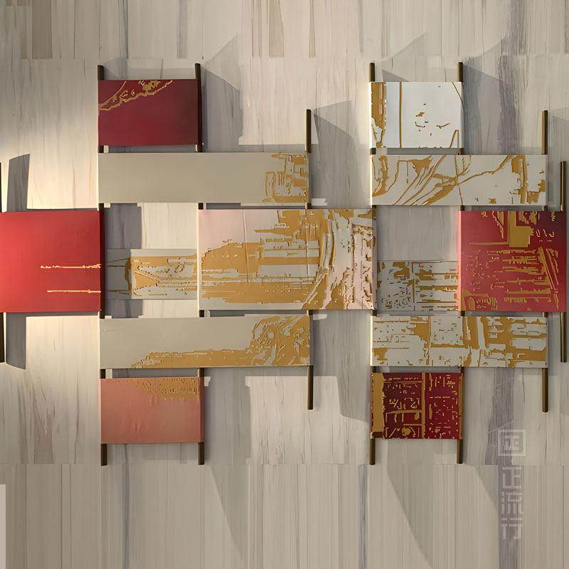 立体浮雕装饰画玄关客厅沙发背景墙挂画抽象新中式小众茶室装置画