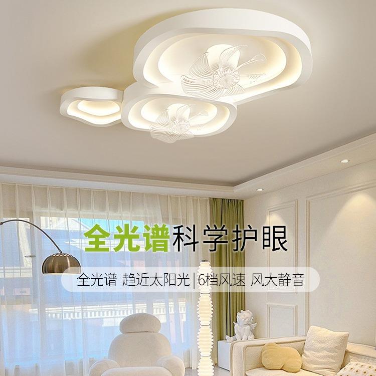 2024年新款护眼全光谱客厅风扇灯360度摇头智能双头电扇灯吊扇灯