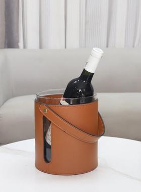 现代简约革玻璃醒1265酒器红酒冰桶件客厅餐厅吧台摆酒店居装家皮