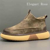 真皮百搭中帮休闲鞋 ELEGANT 高帮秋冬款 男鞋 厚底增高马丁靴 ROSE