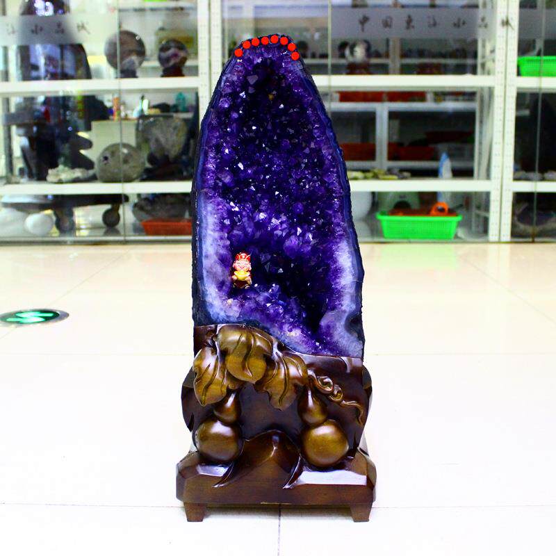 矿宝 天然紫水晶洞摆件 紫晶洞 玛瑙洞水晶洞 紫色原石钱袋子