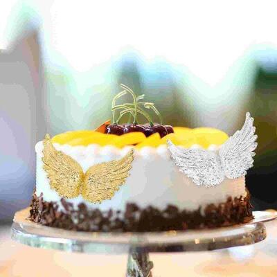 24 Pcs Mini Wing Cake Ornament Plastic Wings Gold Decor DIY