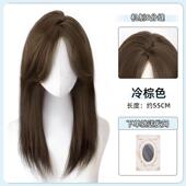 高档假发长发前蕾丝女自然无痕仿真发全人发全头套式 长中直真发假