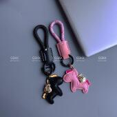 马上有钱手工牛皮汽车钥匙扣挂件精致简约高级男女情侣钥匙炼 炼