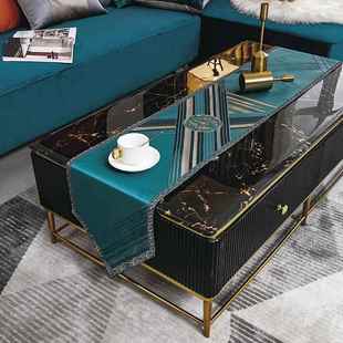 桌QVN现贡代轻奢样板旗间酒店餐桌装 饰长布条提花电视柜防尘缎盖