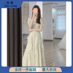 仙女温柔风感设计显瘦白色连衣裙 速发现货高个子长裙2024新款 法式