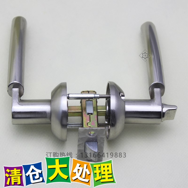 新款老式三杆锁浴室单舌锁老款三柱厕所门锁实心把手门锁送铆钉