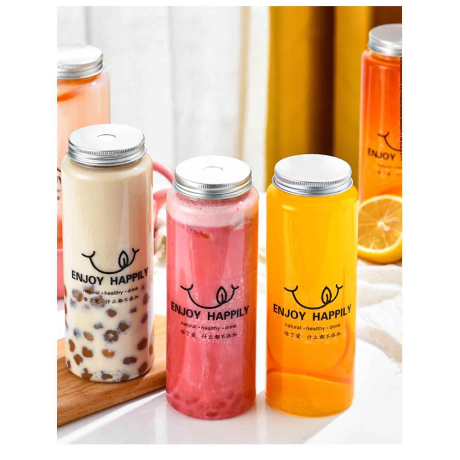 本宫瘦高瓶自制杨枝甘露奶茶杯带盖网红胖胖果汁饮料冷泡茶塑料瓶