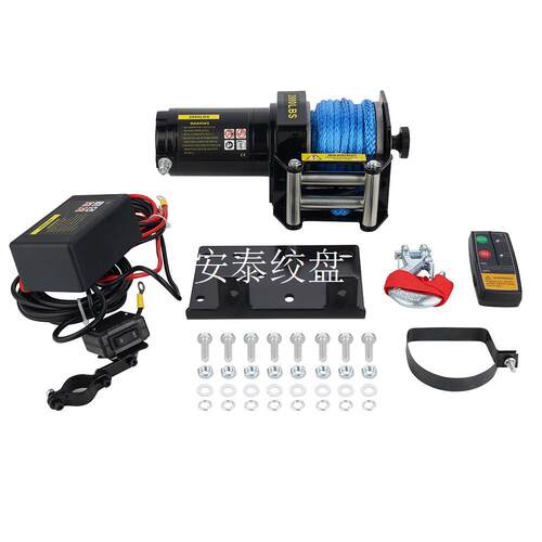 厂家大促销12v/24v2000磅沙滩车绞盘直流电绞盘尼龙绳绞盘