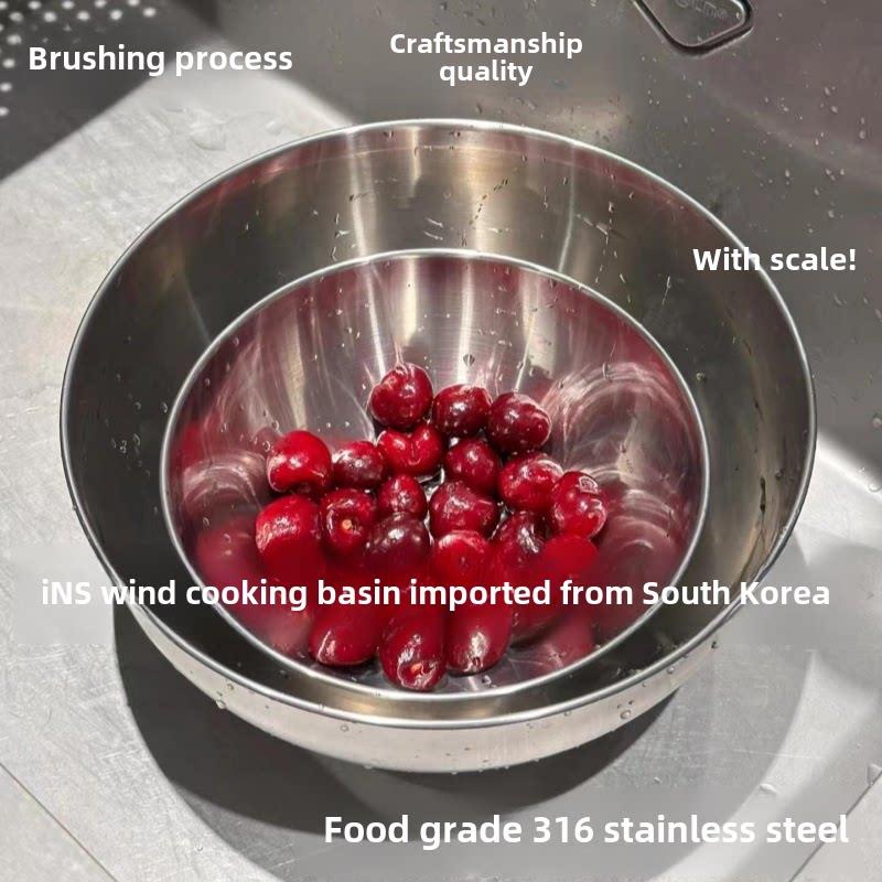 食品级不锈钢加厚沙拉碗盘家用水果凉拌打蛋和面调料盆洗菜沥水盘