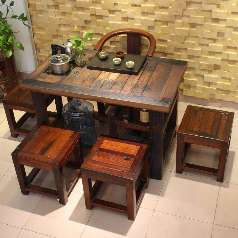 老船木茶桌椅小茶几实木功夫茶台办公室会客桌花园阳台桌茶座厂家