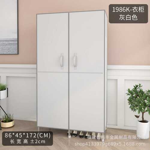 衣柜经济型型红衣柜简易家用加固布开门钢管收纳网19mm加粗方便