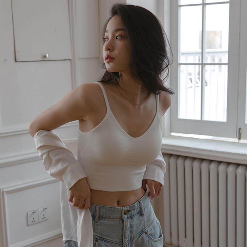 卡卡U型小吊带背心修身薄款内搭显瘦打底衫外穿带胸垫女美背文胸
