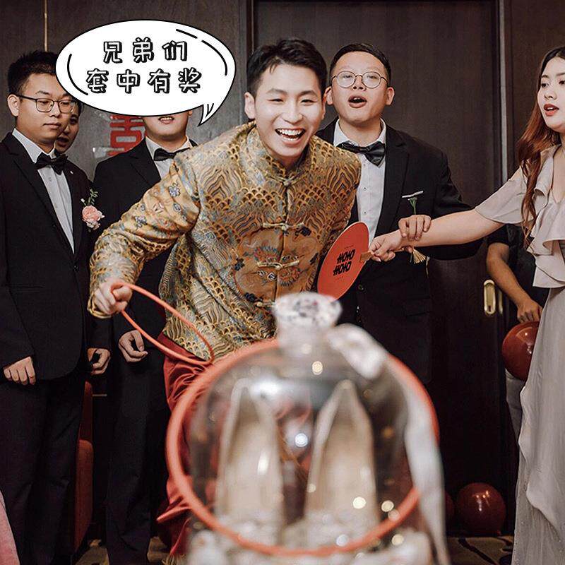 结婚庆用品套圈婚礼藏鞋盒带锁透明鞋盒接亲整蛊新郎游戏道具