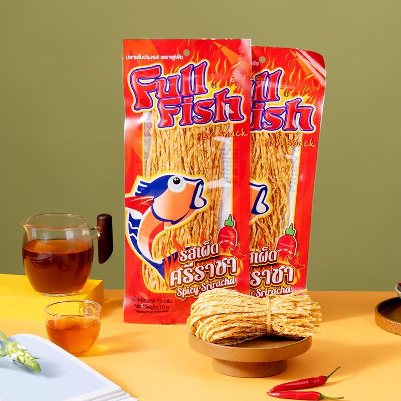 泰国进口Fullfish鱿鱼丝70gx5袋香辣烧烤调味深海即食休闲 小零食