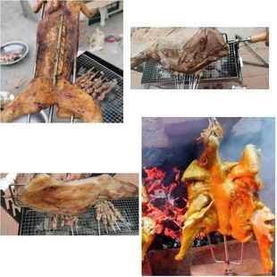 烤羊腿叉子 不锈钢 烧烤叉签字 烤羊腿炉子工具 木柄烤羊腿签钎子