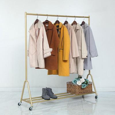 服装店展示架落地专用挂衣架摆摊金色单杆龙门童装饰货架移动轮子