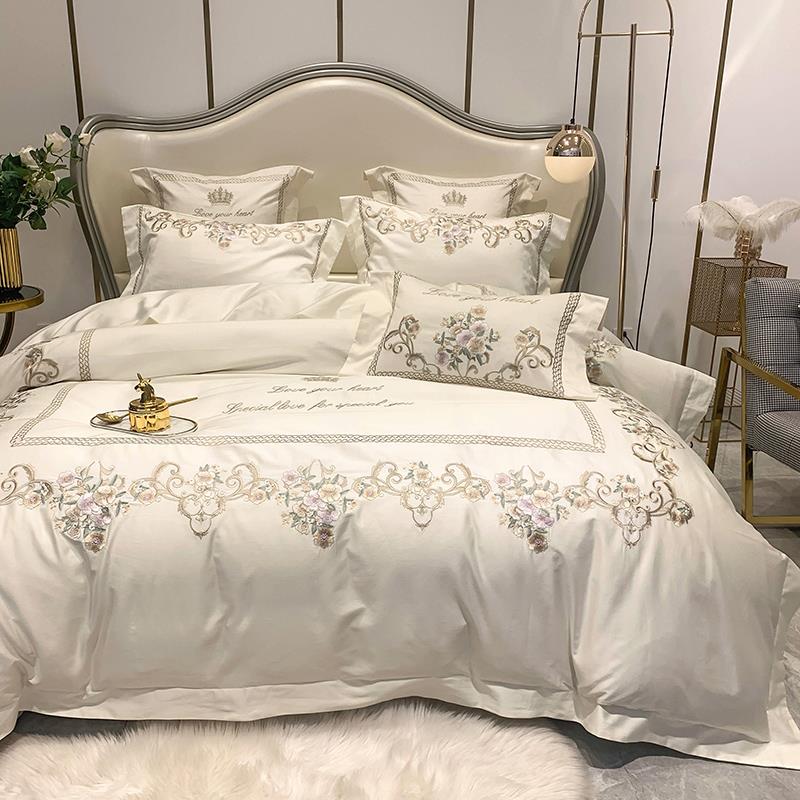 正品意大利高精密100床S马棉四件套 轻奢风简.约高匹端刺绣18米上