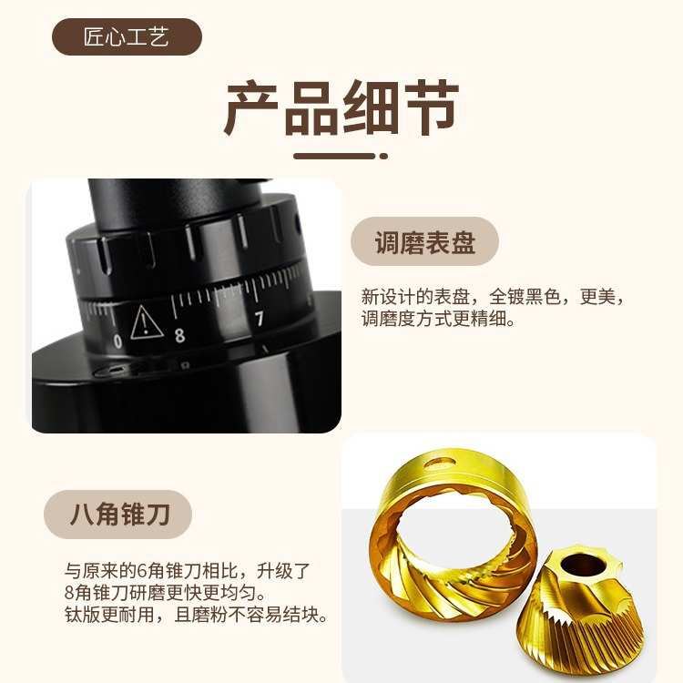 小型商用40MM锥刀刀盘电动磨豆器研磨意式咖啡手冲电动咖啡磨豆机