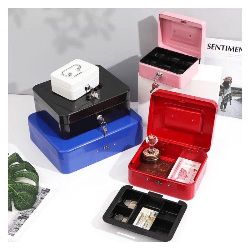密码盒子装钥匙手提金属小钱箱带锁收银箱储蓄罐迷你保险箱收纳铁
