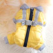 反光牵引胸背带狗狗衣服冬季 比熊泰迪小型犬宠物四脚棉衣秋冬装