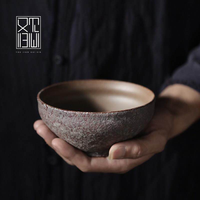 又见归心 粗陶台湾柴烧大茶盏 陶瓷复古茶杯手工主人杯品茗杯碗杯