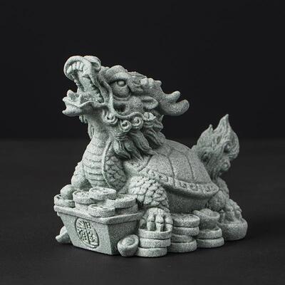 创意龙龟玄武青砂石茶宠摆件茶桌桌面微景观鱼缸造景工艺品装饰品