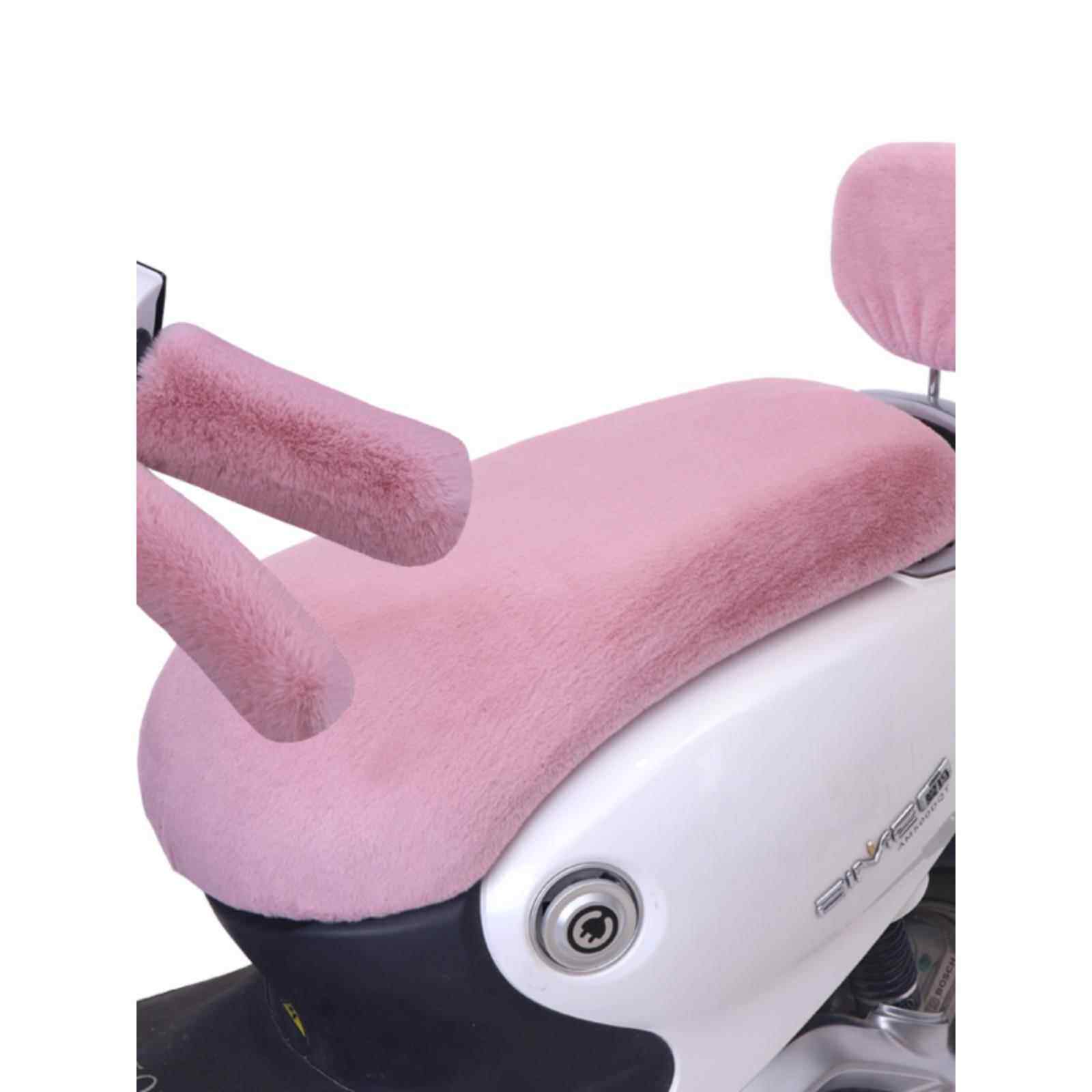 适用毛绒电动摩托车坐垫坐套罩踏板电摩车座垫座套秋冬季加绒加厚