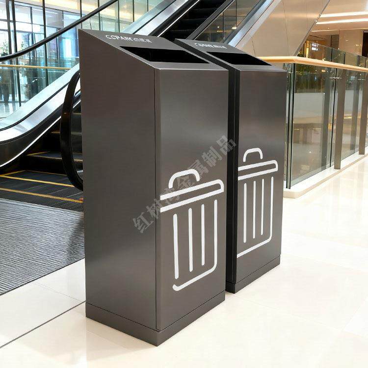 室内不锈钢垃圾桶定制方形直投口分类果皮箱厂家抽拉式垃圾箱