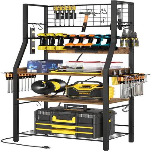 带轮子的花园工具收纳架电动工具收纳盒工具支架整理储物架置物架