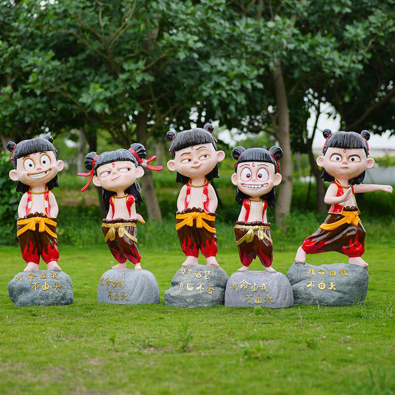 魔童闹海哪吒敖丙人物太乙真人玻璃钢雕塑户外景区门店打卡大摆件