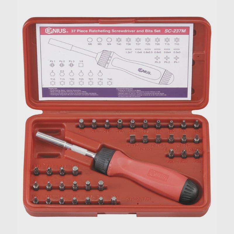 GENIUS天赋工具1/4"系列37件套公制专业棘轮手柄及批头组SC-237M