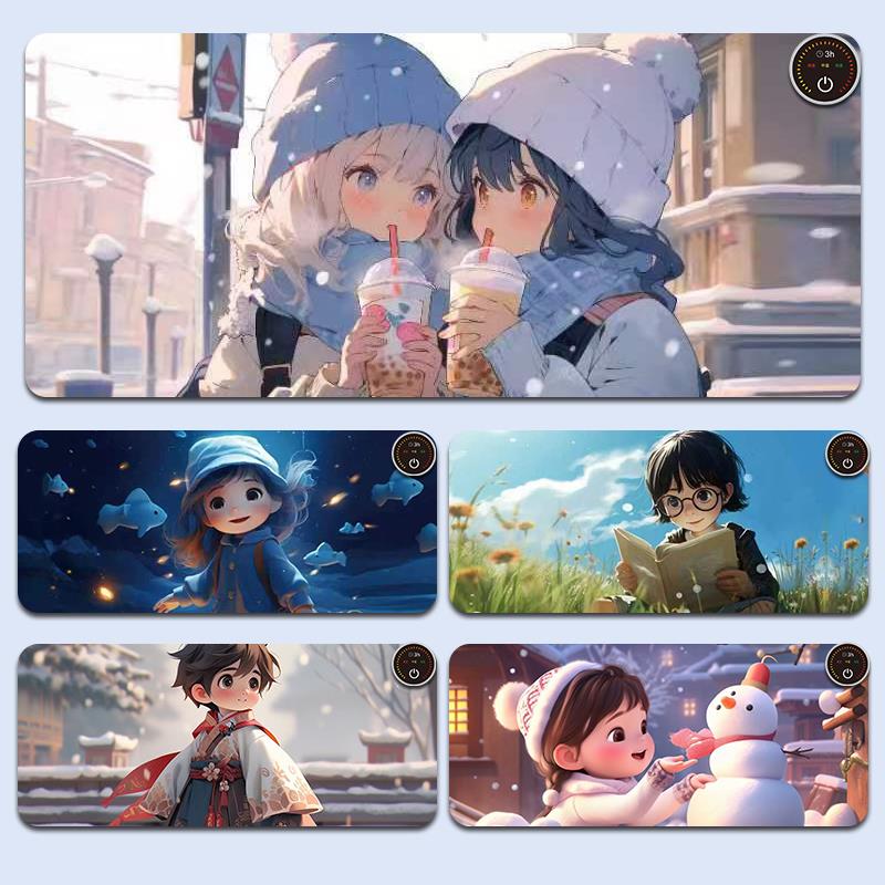 加热鼠标垫超大发热暖桌垫女生高颜值保温办公室电脑书桌面学生