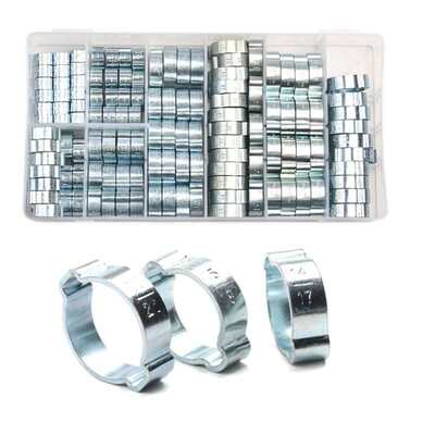 150PCS盒装 双耳箍圈 镀锌双耳卡箍 双耳无极环箍耳型密封管夹