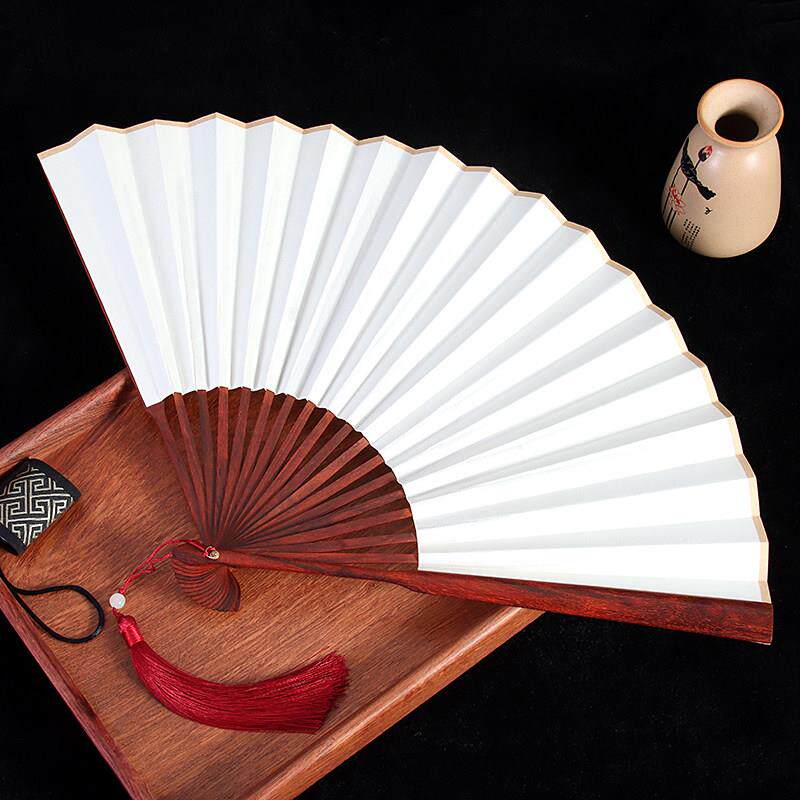 文玩折扇印度小叶紫檀扇子夏折扇中国风古风空白红木汉服扇子中式
