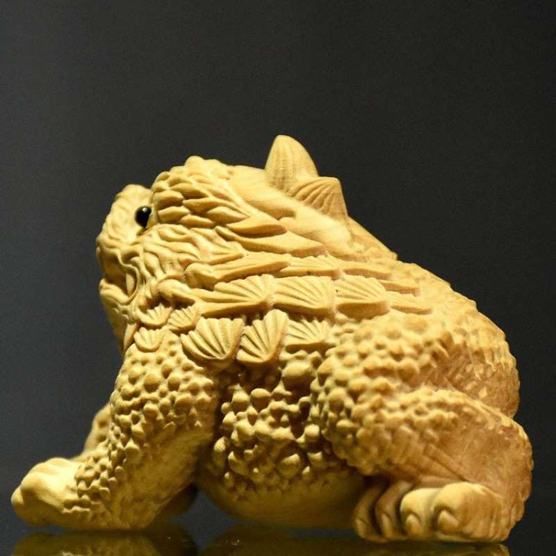 黄杨木雕三足金蟾手把件 实木雕刻蟾蜍文玩摆件茶宠装饰工艺品