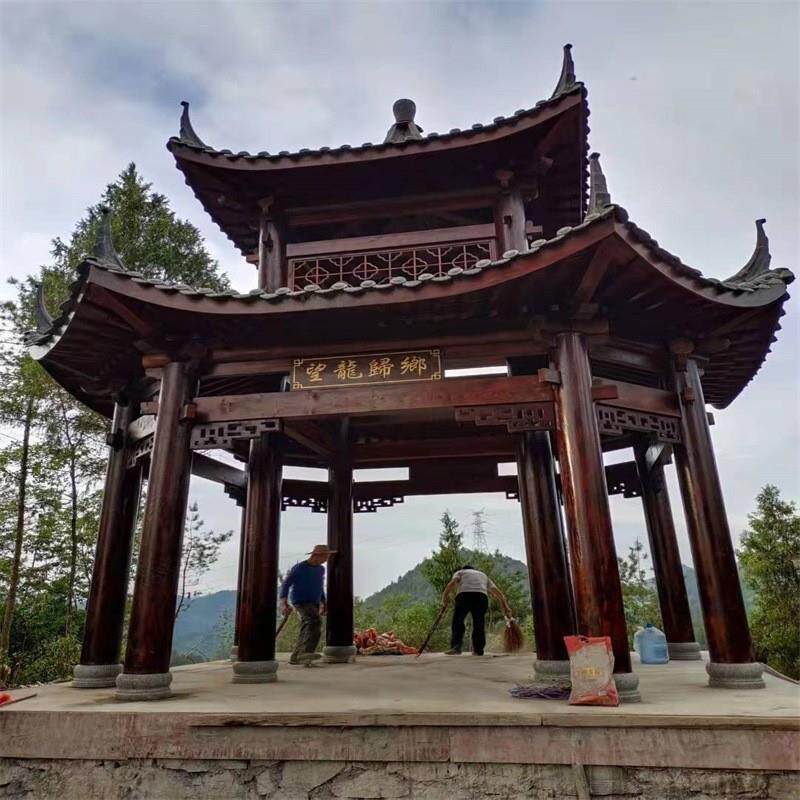 古建八角凉亭公园休闲防腐木亭子户外庭院实木仿古庭院景观