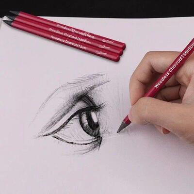 3pcs Graphite Woodless Charcoal Pencils Inteed Soft Medium