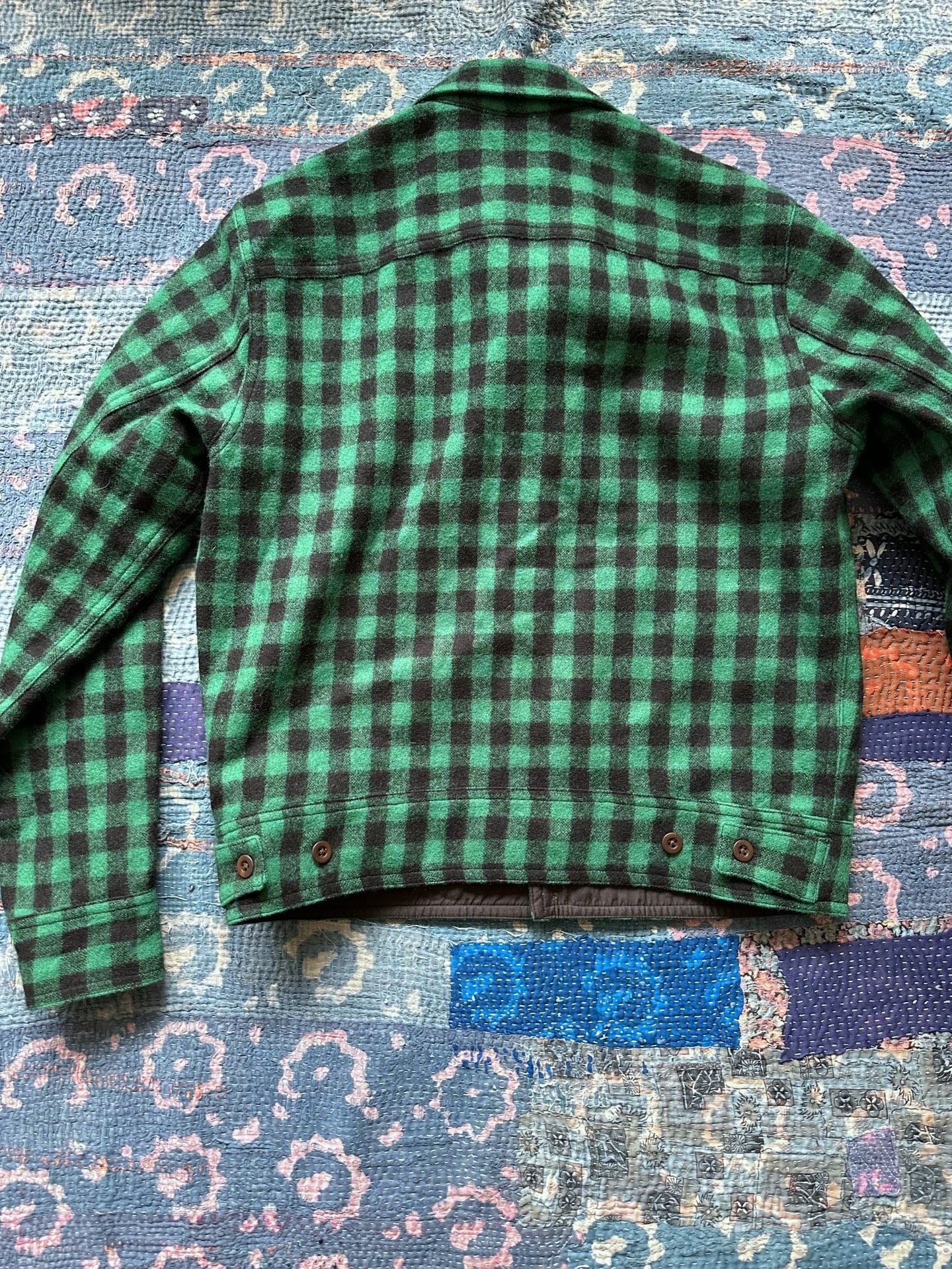 RRL Green Black Checkered Wool Jacket — front