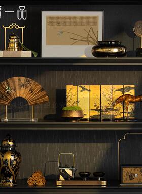 高级感国风办公室陈列室软装摆件新中式样板间酒店博古架高端饰品
