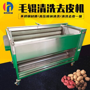全自动毛辊清洗机夜市摆摊芋泥芋头去皮清洗机马蹄清洗去皮一体机