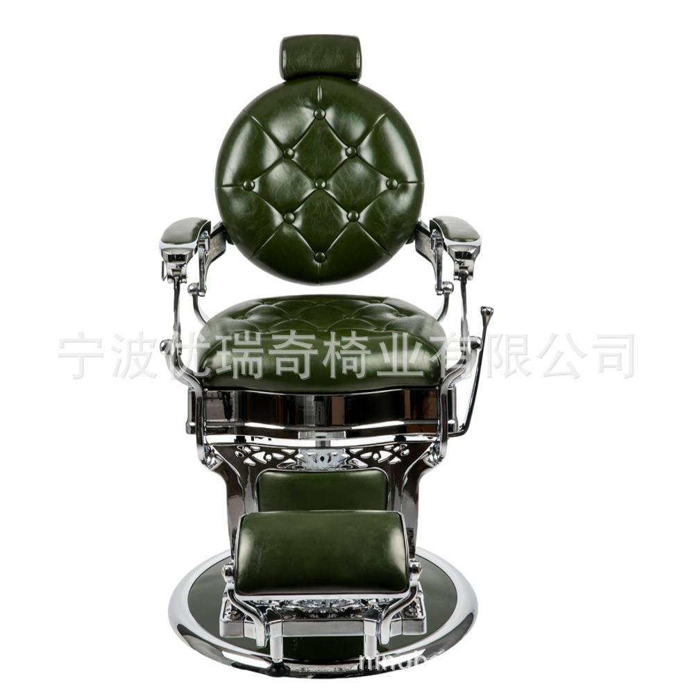 轻奢高级理发椅外贸油头椅热销复古椅绿色理发店椅子放倒刮胡椅