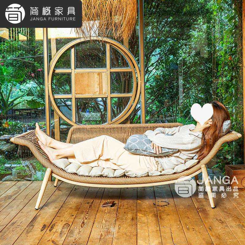 户外别墅庭院藤椅沙发休闲花园露台贵妃躺椅室外藤编摇椅沙发秋千