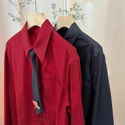 实体【爆款】衬衫女春季新款手工珠花高级感女式衬衫内搭叠穿衬衣