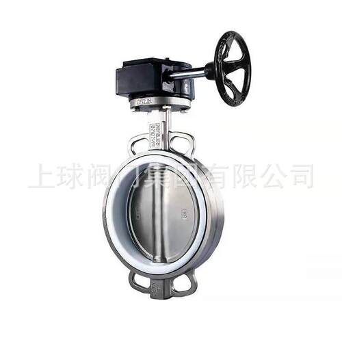涡轮对夹式四氟不锈钢蝶阀D71F-10/16P耐酸碱手轮手动04体