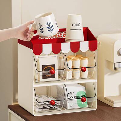 吧室桌量面茶包收纳盒多功能大容抽屉QH8042茶式办公茶水间台可叠