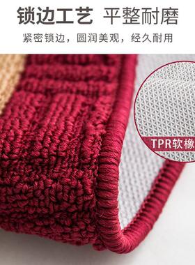 家用丙纶提花地垫圈绒高低圈TPR底提花地毯吸水防滑入户进门垫