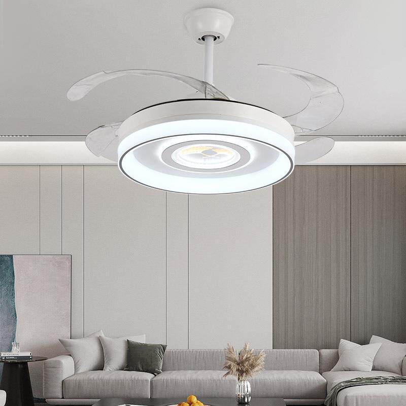 北欧吊扇灯简约家用隐形风扇灯现代客厅餐厅卧室静音LED风扇吊灯