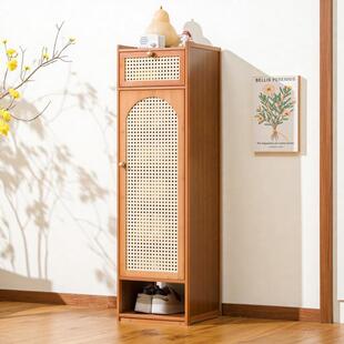 桦崟入户门鞋柜家用门口楼道外单门迷你小户型窄高立式长30cm宽鞋架子摆件饰品床笠拉车