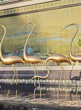 户外抽象仙鹤摆件丹顶鹤雕塑售楼部会所橱窗水池塘园林水景观模型